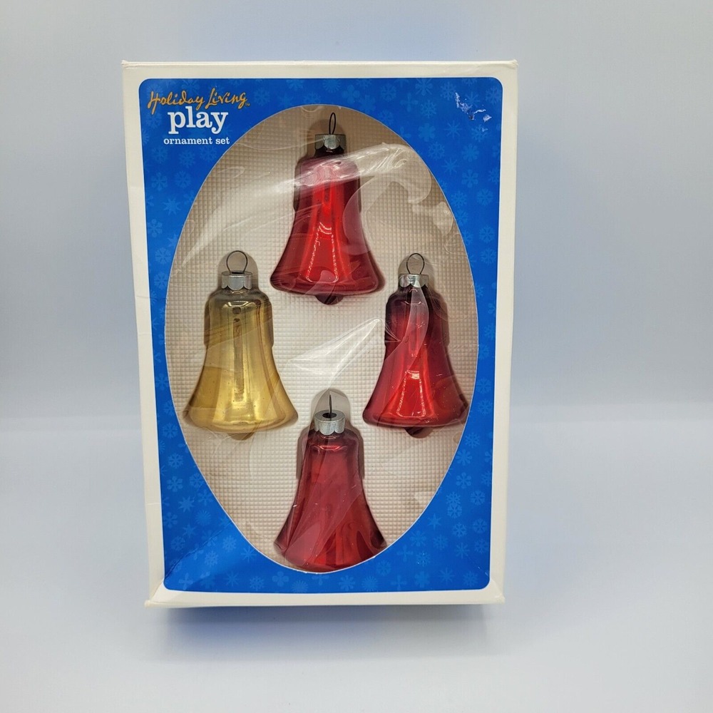 Vintage Christmas By Krebs Bell Ornaments Red And Gold‎ Retro Holiday Tree Decor